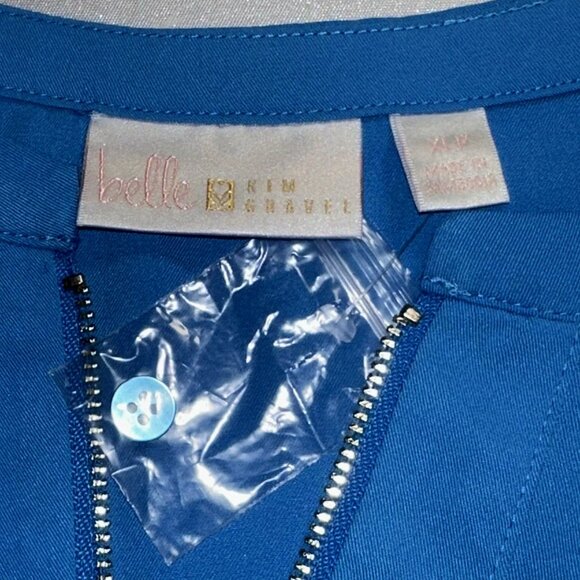 Belle by Kim Gravel Blue Tunic Dress XLP 1/4 Zip Neckline Roll Tab Sleeves NWOT - Picture 5 of 7